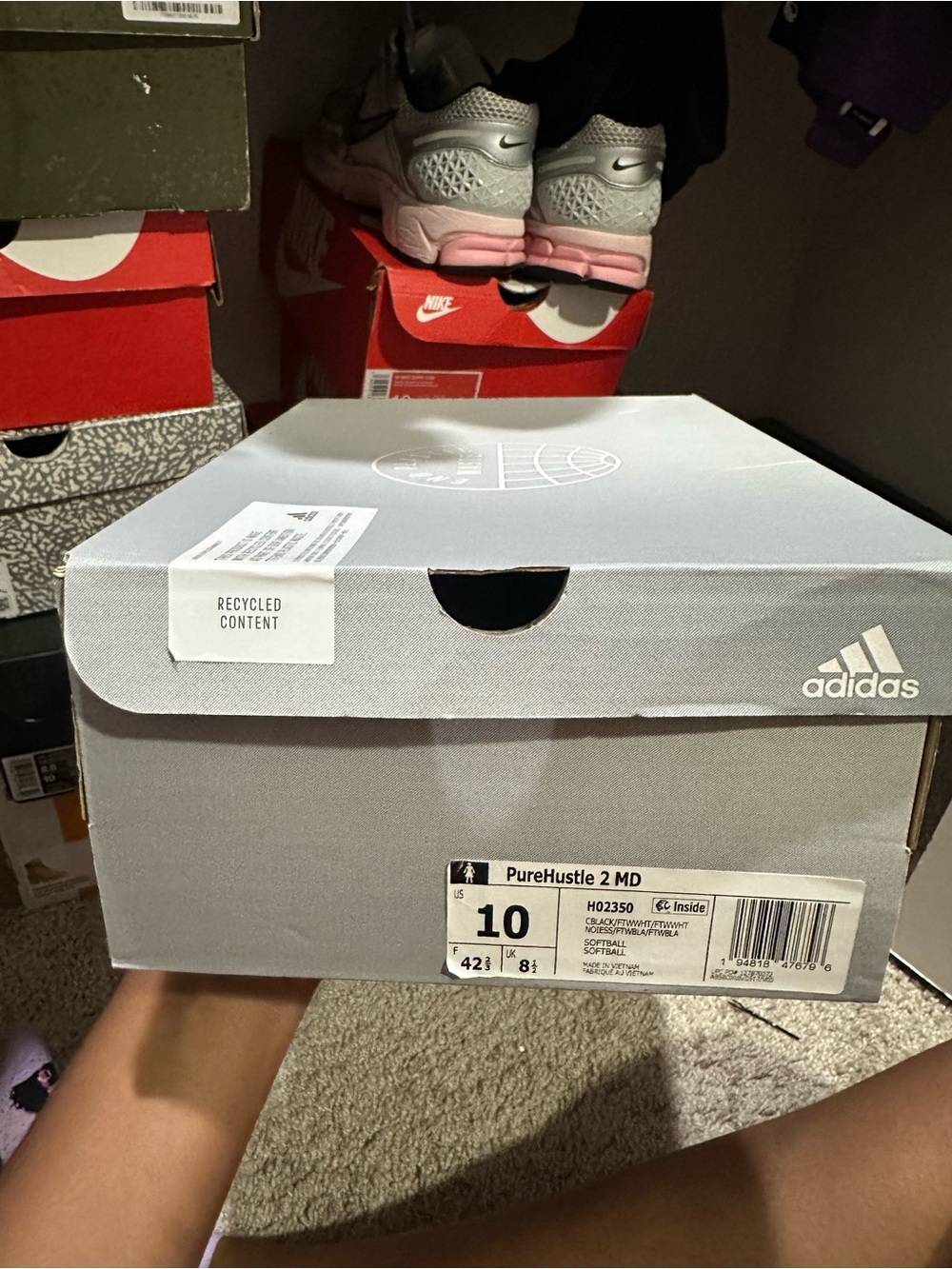adidas Light Gray Shoe Box with 'End Plastic Waste' Logo